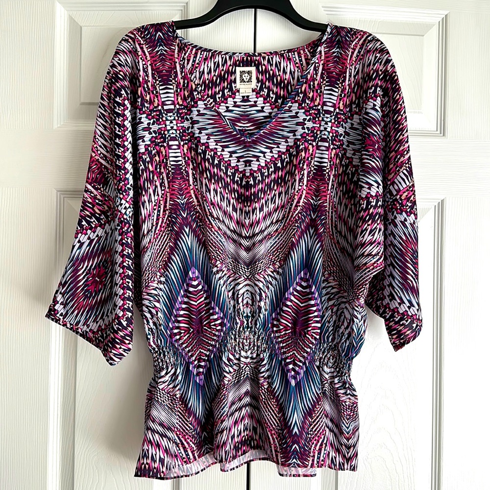 Anne Klein Top Vibrant Multicolor Size L